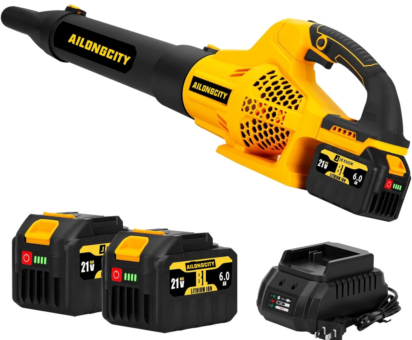 21V Cordless Leaf Blower, 2 x 6.0Ah Battery Powered Blowers Leaf, 6 Speed Levels & 500CFM/150MPH, Blowers for Lawn Care, Sopladora De Hojas with Extension Nozzle for Patio, Snow