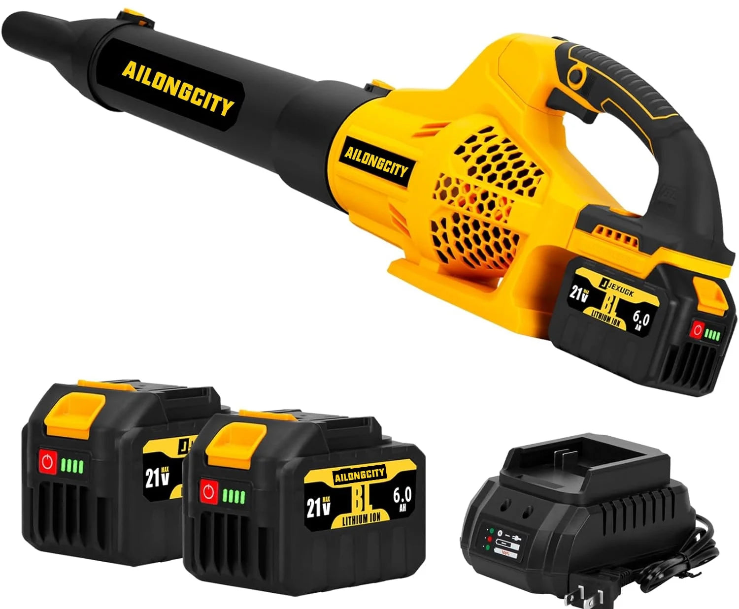 21V Cordless Leaf Blower, 2 x 6.0Ah Battery Powered Blowers Leaf, 6 Speed Levels & 500CFM/150MPH, Blowers for Lawn Care, Sopladora De Hojas with Extension Nozzle for Patio, Snow