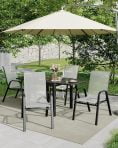 Ataucjin Stackable Dining Chairs Set of 4, High-Back Patio Dining Chairs Set, Outdoor Chairs with Textilene Fabric & Metal Frame for Lawn Backyard Deck Garden