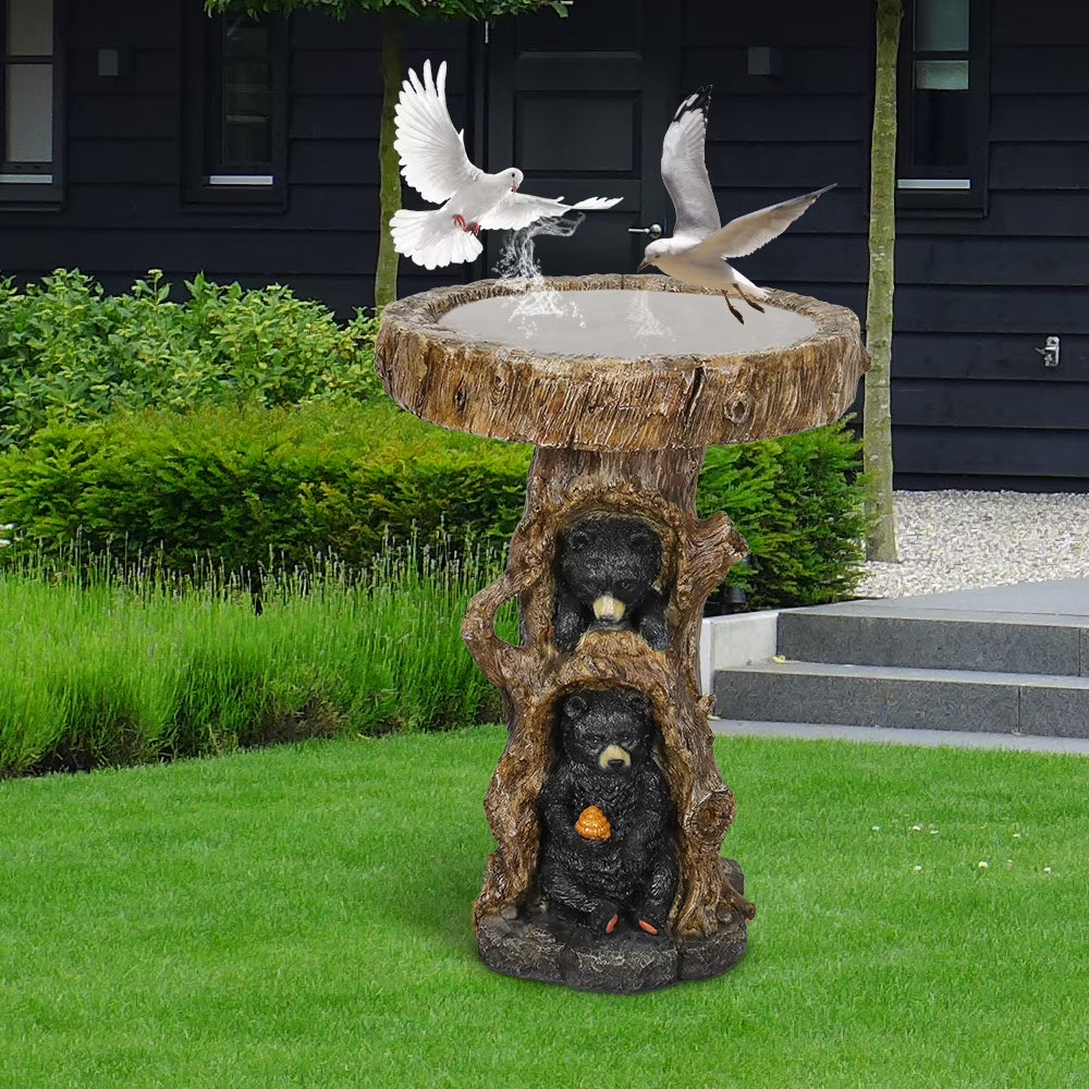 23.6?Tall Resin Outdoor Bird Baths for Garden - Outdoor Standing Birdbath with Bear Statue, Pedestal Birdbaths for Outdoors, Garden, Patio, Lawn, Backyard