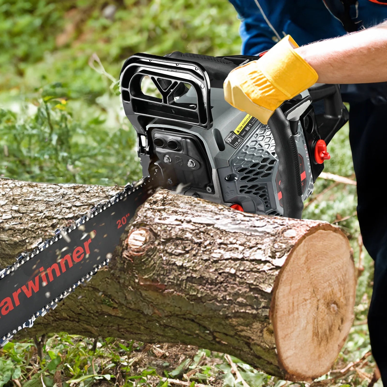 Gas Chainsaw 20in. 3.4HP Gas Powered Chainsaw 2-Cycle Handheld Chain Saw for Garden/Patio/Farm 6220G(Two Chains)