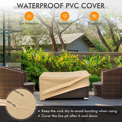 Costway 8PCS Patio Rattan Furniture Set Fire Pit Table Tank Holder Cover Deck Black