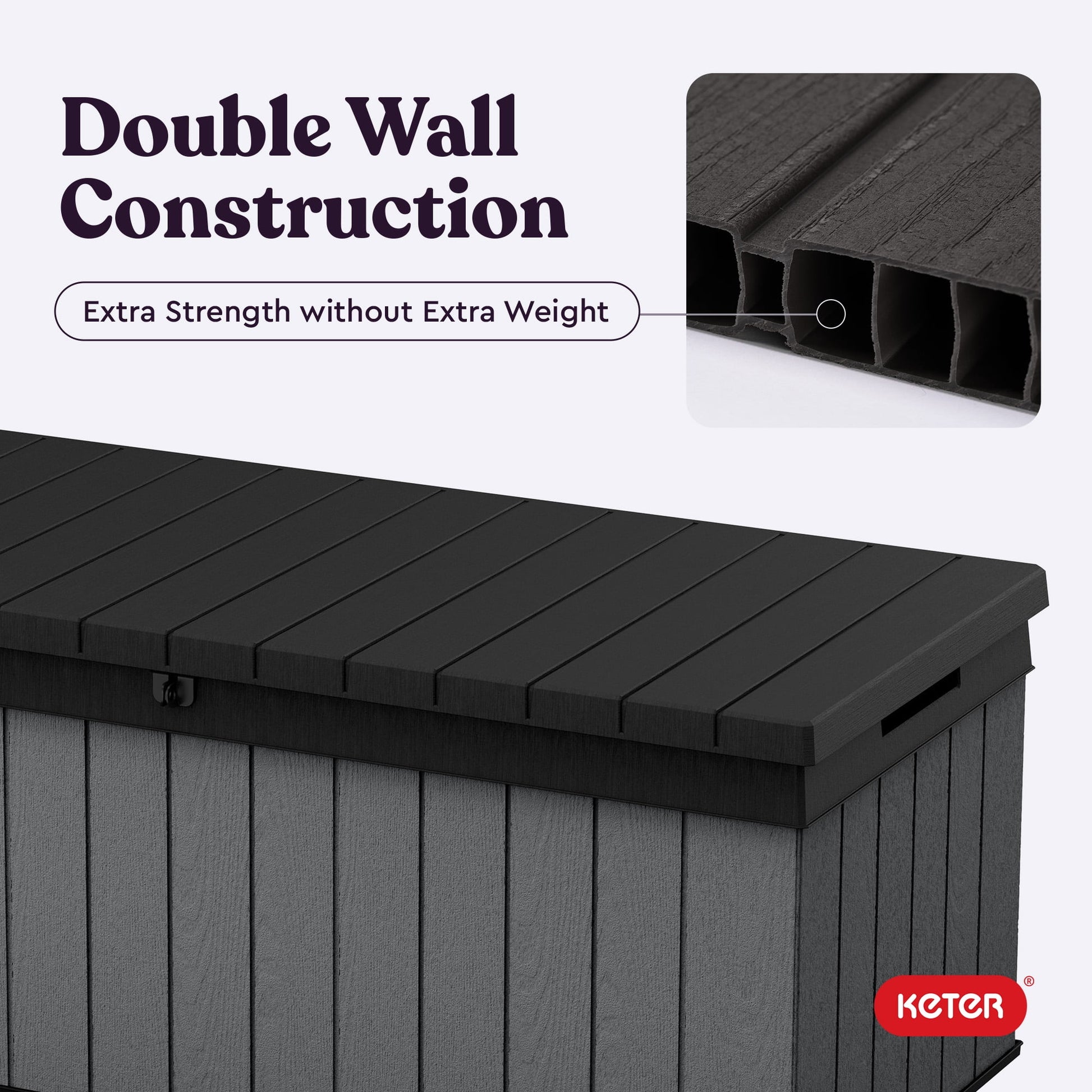 Keter Darwin 100 Gallon Large Resin Deck Box for Patio Outdoor Storage, Grey