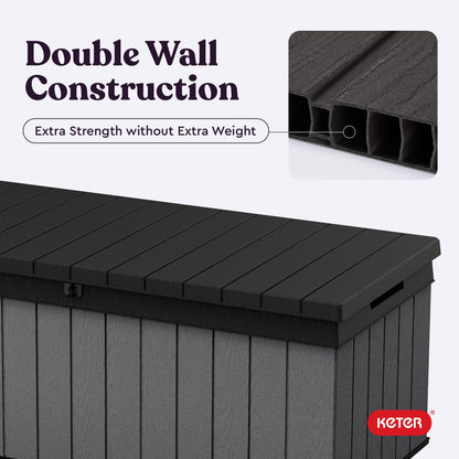 Keter Darwin 100 Gallon Large Resin Deck Box for Patio Outdoor Storage, Grey