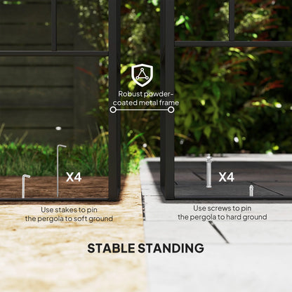 Outsunny 10' x 10' Outdoor Pergola Canopy, Metal Patio Canopy with Drainage Holes for Backyard, Garden, Porch, Cream White