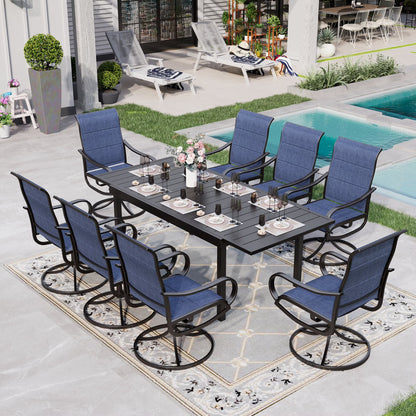 Sophia & William 7 Pieces Patio Dining Set Outdoor Textilene Swivel Padded Chairs and Table Furniture Set