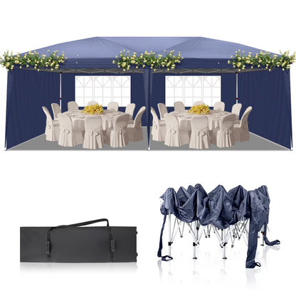UBesGoo Ez Pop Up Patio Canopy Tent Gazebo Outdoor Party with 6 Sidewalls 10 x 20 ft Blue