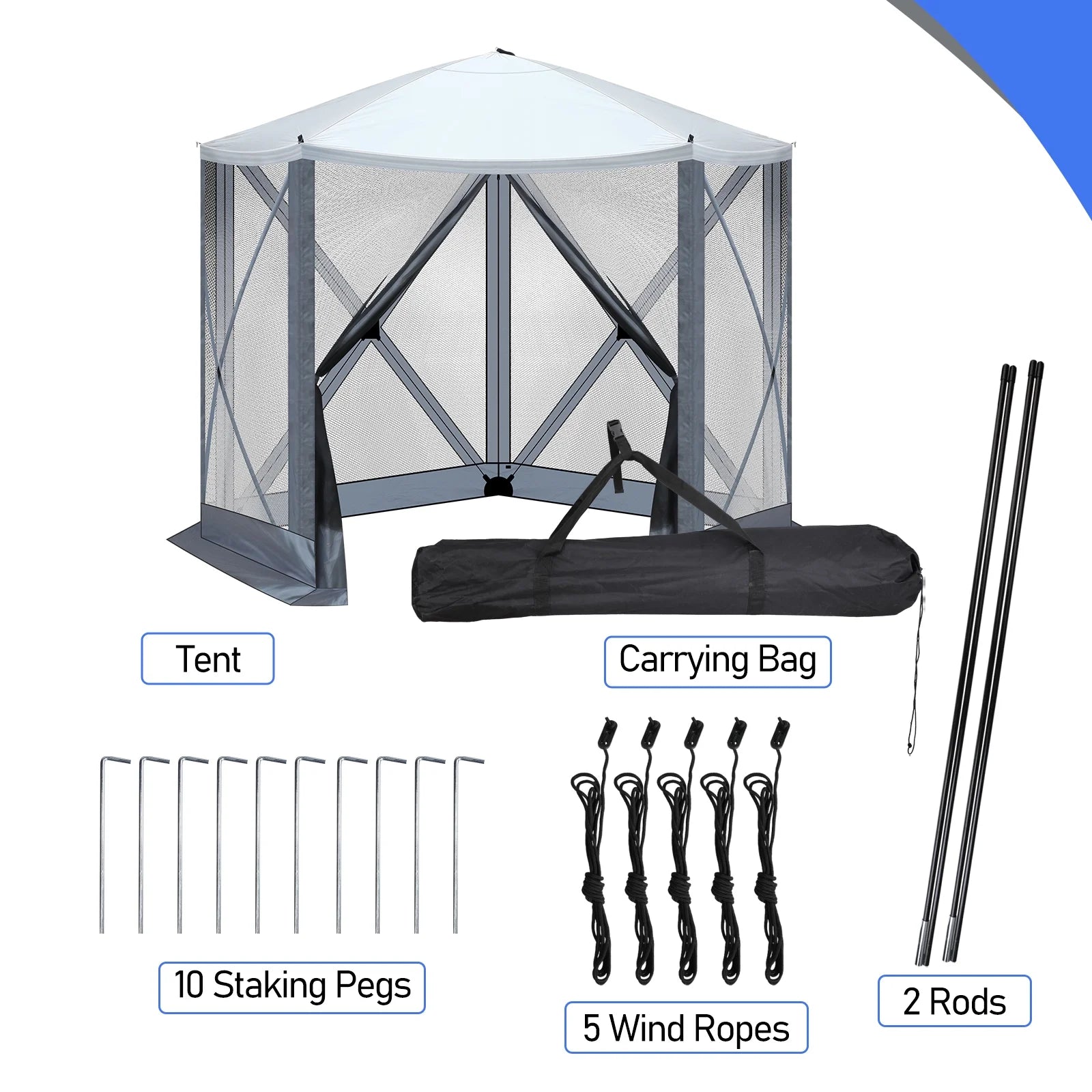 10'x10' Outdoor Pop-Up Camping Canopy - UV & Waterproof, 5 Mesh Sidewalls, Portable with Carrying Bag for Camping,Patio,Lawn, Gray