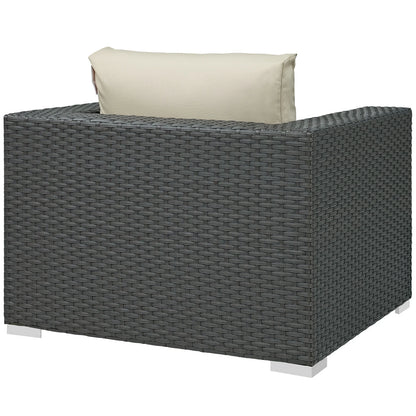 Modern Contemporary Urban Design Outdoor Patio Balcony Lounge Chair, Beige, Rattan