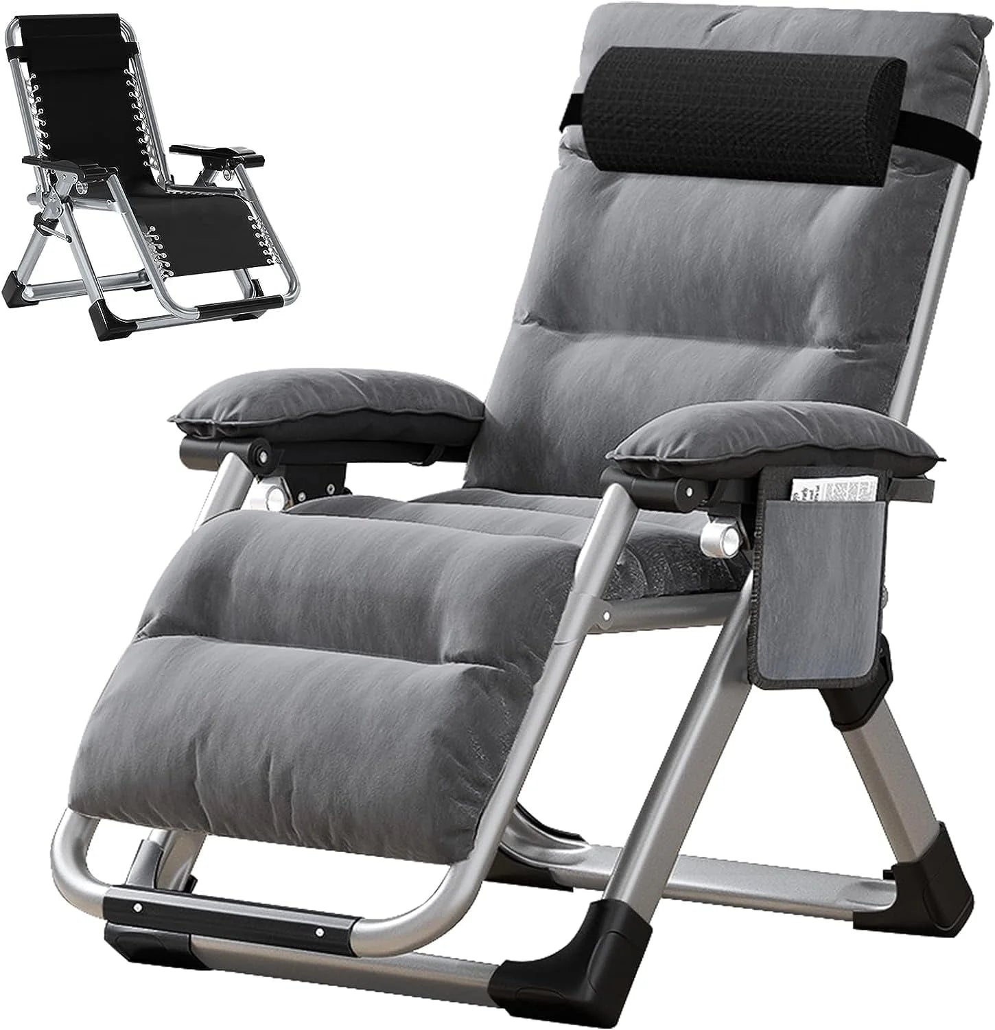 Slsy Upgrade Zero Gravity Chair, Folding Portable Reclining Lounge Chair with Removable Cushion, Armrest Mat, Headrest, Reclining Patio Lounger Chair for Indoor,Outdoor