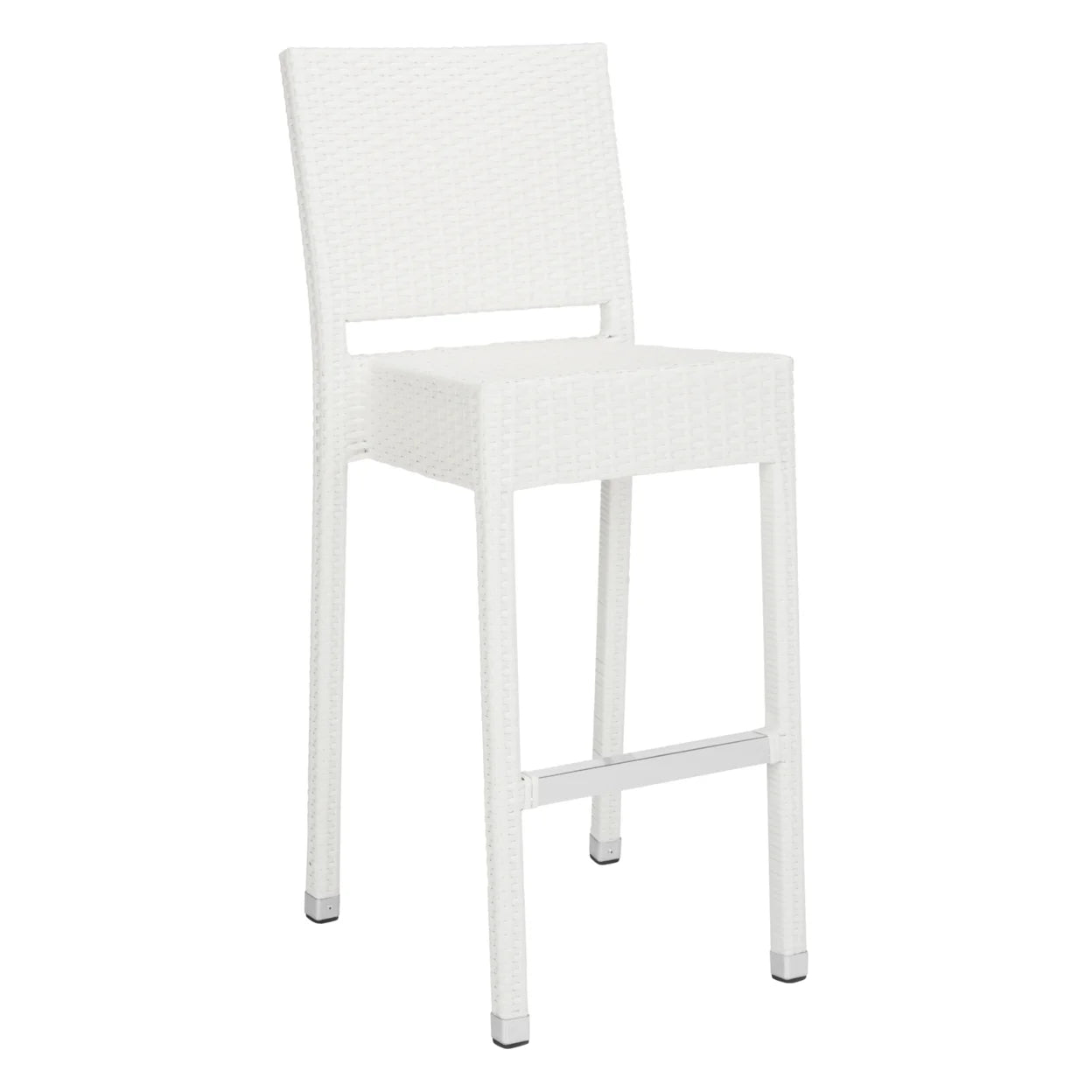 SAFAVIEH Bethel Contemporary Outdoor Patio Rattan Bar Stool, White