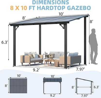 YODOLLA 8' x 10' Hardtop Gazebo Outdoor Aluminum Pergola ?For Garden, Patio, Backyard-Dark ?Gray