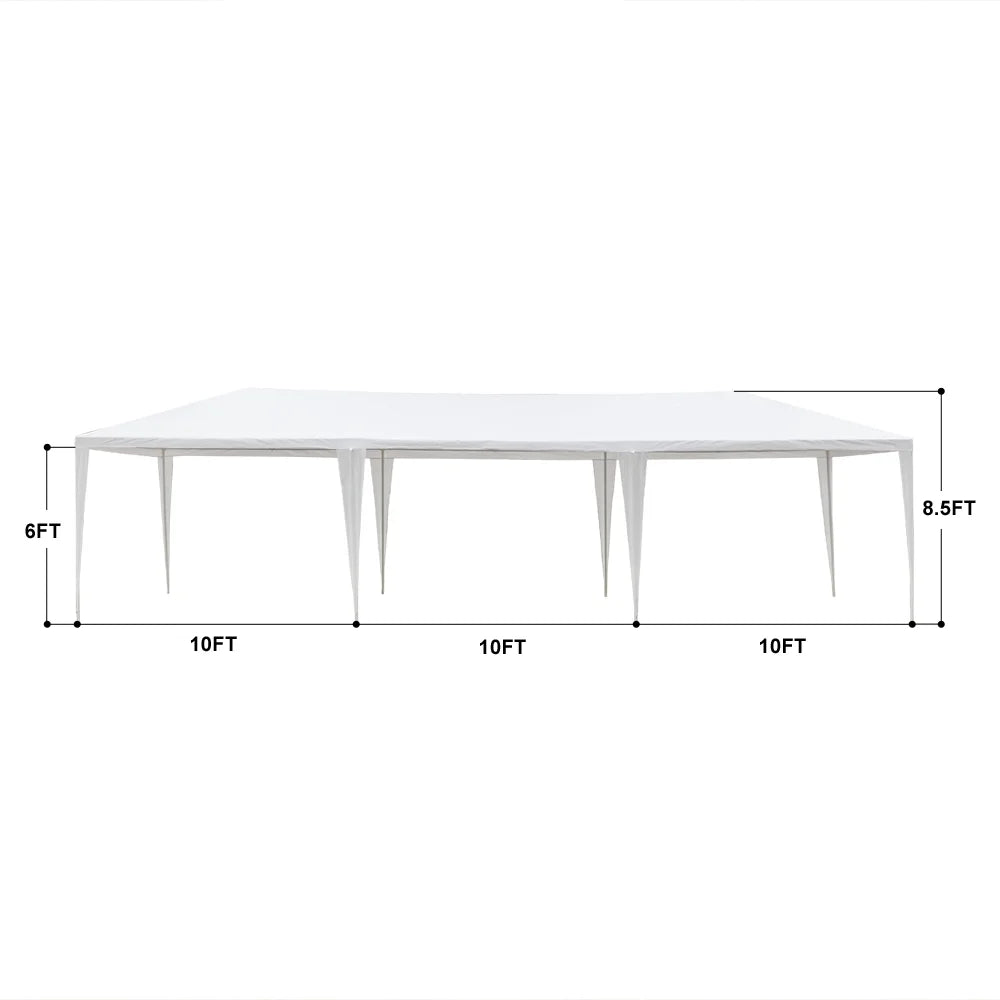 Gazebo Tent for Outside, 10' x 30' Patio Canopy Tent with 8 Side Walls, Heavy Duty Outdoor Party Wedding Tent, Portable Shade Folding Canopy - UV Coated, Waterproof Gazebo Tent, White, L1332