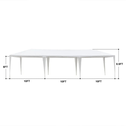 Gazebo Tent for Outside, 10' x 30' Patio Canopy Tent with 8 Side Walls, Heavy Duty Outdoor Party Wedding Tent, Portable Shade Folding Canopy - UV Coated, Waterproof Gazebo Tent, White, L1332