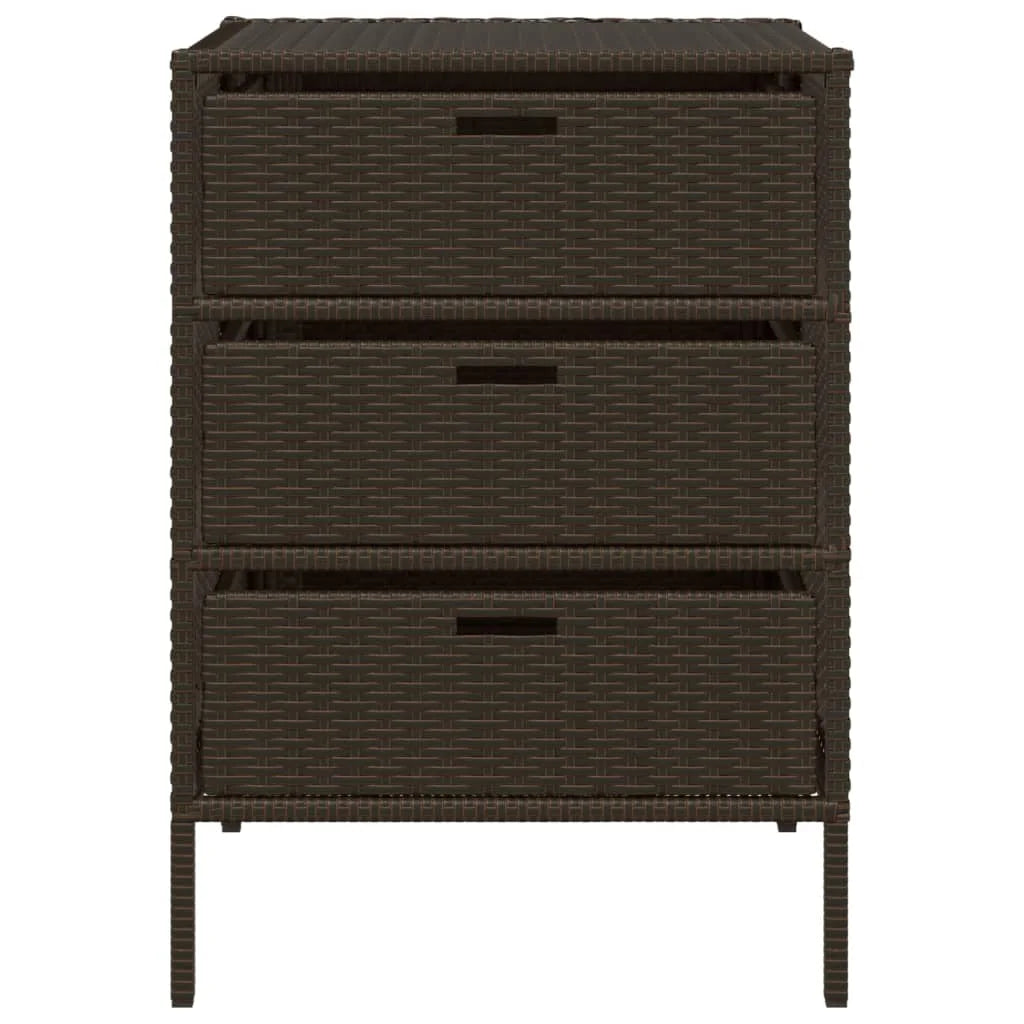 vidaXL Patio Storage Cabinet Brown 21.7"x23.2"x27.2" Poly Rattan