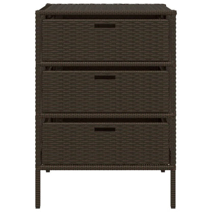 vidaXL Patio Storage Cabinet Brown 21.7"x23.2"x27.2" Poly Rattan
