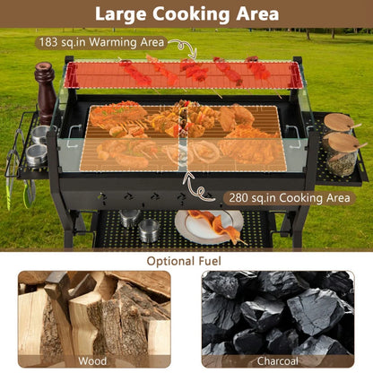 Topcobe Barbecue Charcoal Grills with Wind Guard Seasoning Racks, Cooking Space for Backyard, Patio and Parties-Black