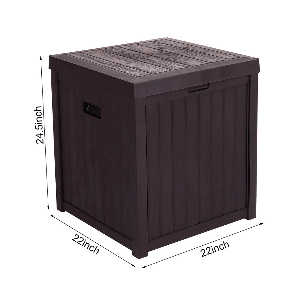 Patio Storage Box Waterproof, enyopro Outdoor PP Storage Patio Furniture Container, 51 Gallon Garden Storage Box with Seat for Backyard Pool Deck, 22" x 22" x 24.5", Brown, JA3239