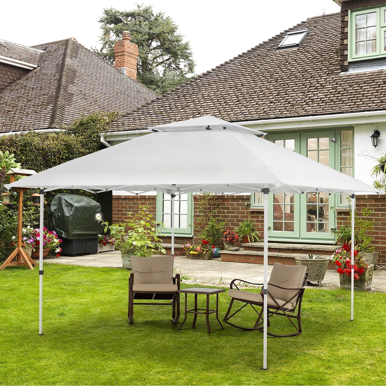 AVAWING 12x12 ft Pop-Up Canopy Tent for Weddings, Parties, Backyards and Cars - Easy Setup & UV Protection for Patio & Outdoor Events (White)