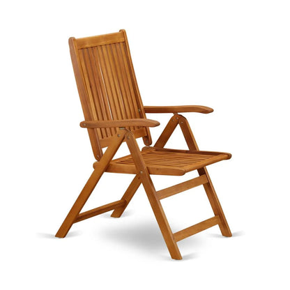 AECN5C5NA - 5 Piece Innovative Patio Dining Set - An Outdoor Table with Multi-Positions 4 Folding Patio Chairs- Natural Oil Finish