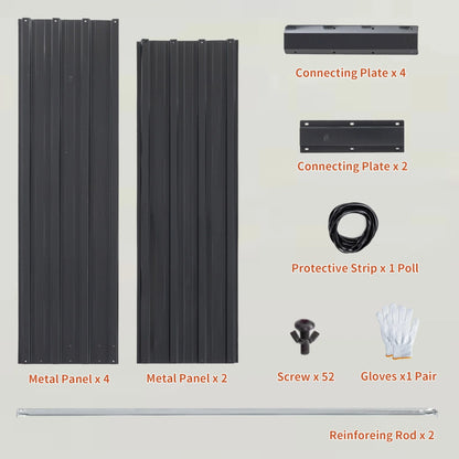 8X4x1 FT Galvanized Raised Garden Bed, Outdoor Planter Box Metal Patio Kit with Reinforcing Rod, Large Planting Bed for Vegetables Flowers Herb, Black