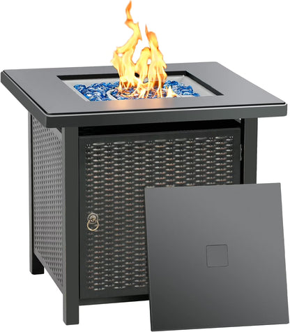 BALI OUTDOORS Propane Gas Fire Pit Table with Lid for Outside Backyard, Patio 50000 BTU 30 inch