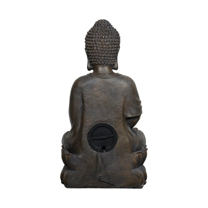 33" H Buddha Outdoor Water Fountain with LED Lights and Pump,Zen Style Relaxing Garden Fountain Waterfall for Patio, Porch and Yard Decor