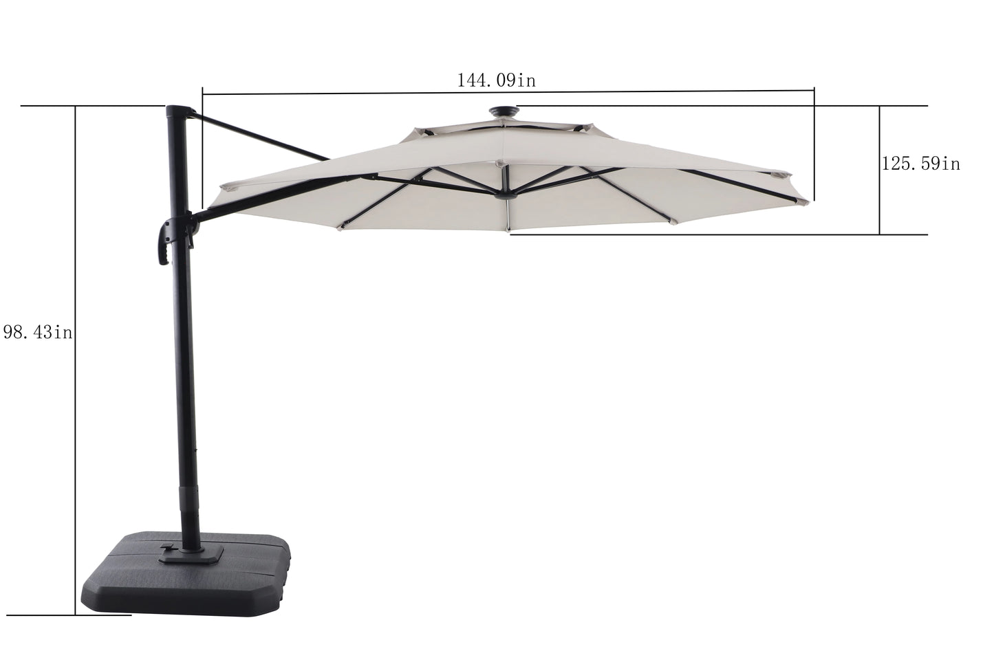 Better Homes & Gardens 12' x 11' 8-Rib Gray Octagonal Outdoor Patio Umbrella and Weighted Base