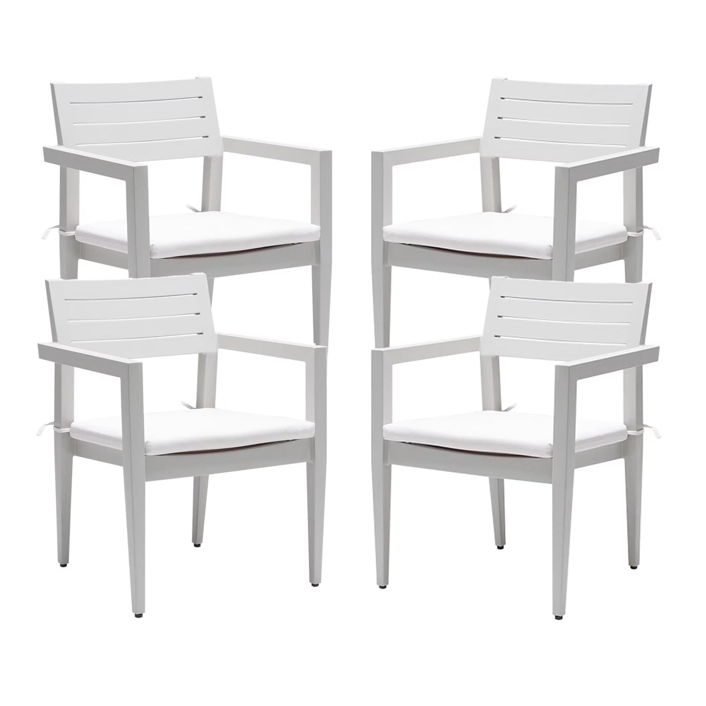 Outdoor Patio K/D Aluminum Stationary Dining Chairs 2PCS with Outdoor-grade Sunbrella Fabric Cushions, Branch-Like Backrest ,FSC-Certified Wood Armrests, Bourbon Brown