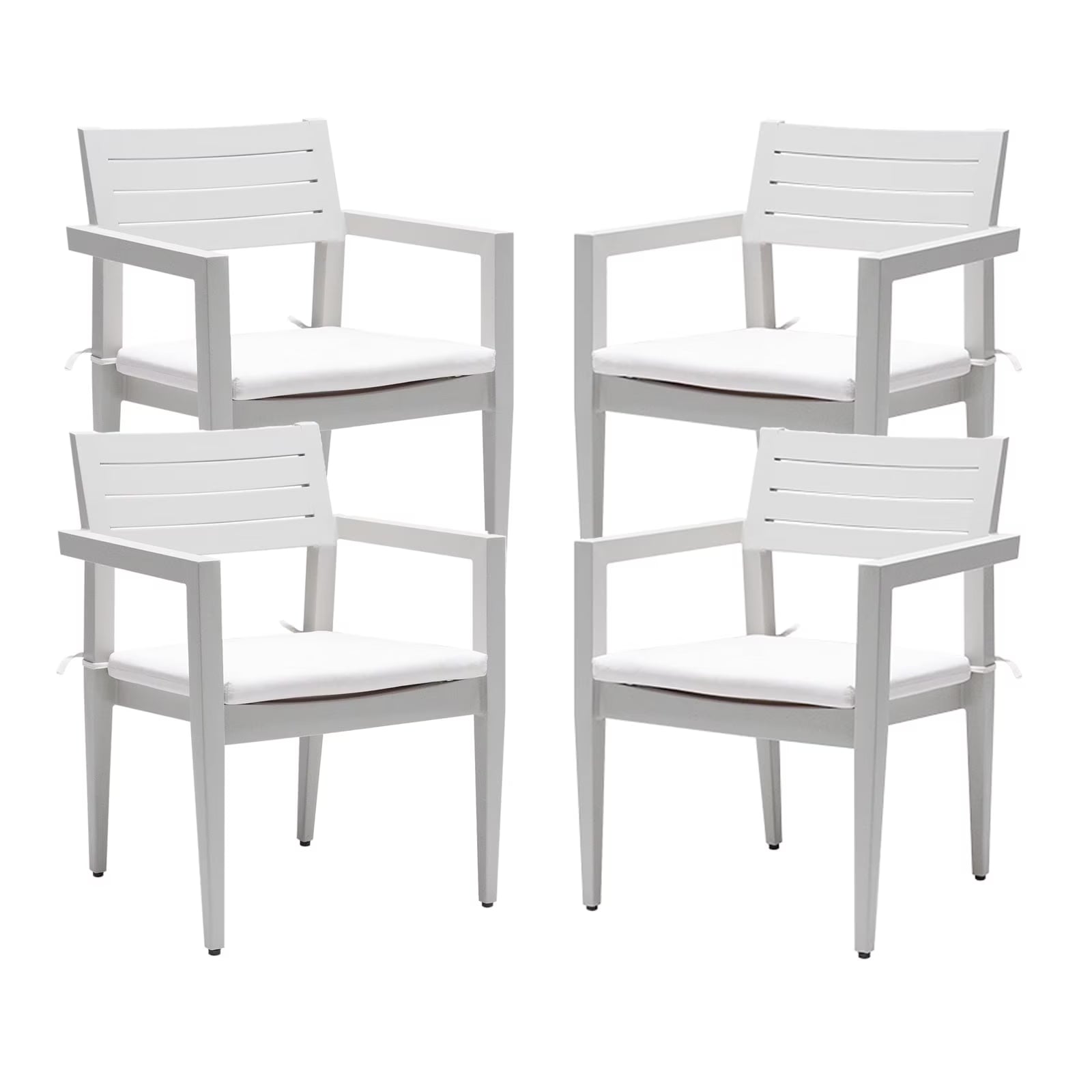 Outdoor Patio K/D Aluminum Stationary Dining Chairs 2PCS with Outdoor-grade Sunbrella Fabric Cushions, Branch-Like Backrest ,FSC-Certified Wood Armrests, Bourbon Brown