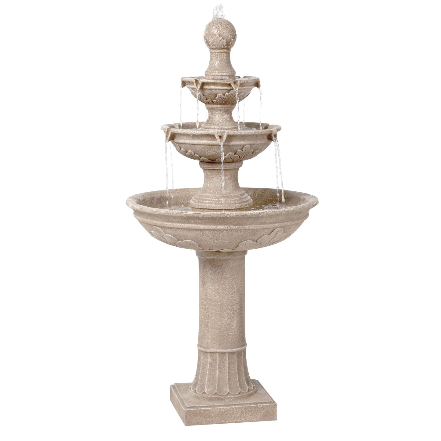 John Timberland Stafford Rustic 3 Tier Cascading Bubbler Outdoor Floor Water Fountain 48" for Yard Garden Patio Home Deck Porch House Exterior Balcony