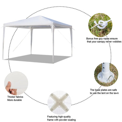Wedding Party Tent, SEGMART 10' x 10' Outdoor Canopy Tent without SideWalls, Upgraded White Backyard Tent for Outsides, Patio Gazebo Tent BBQ Shelter for Garden Camping Grill, LLL511