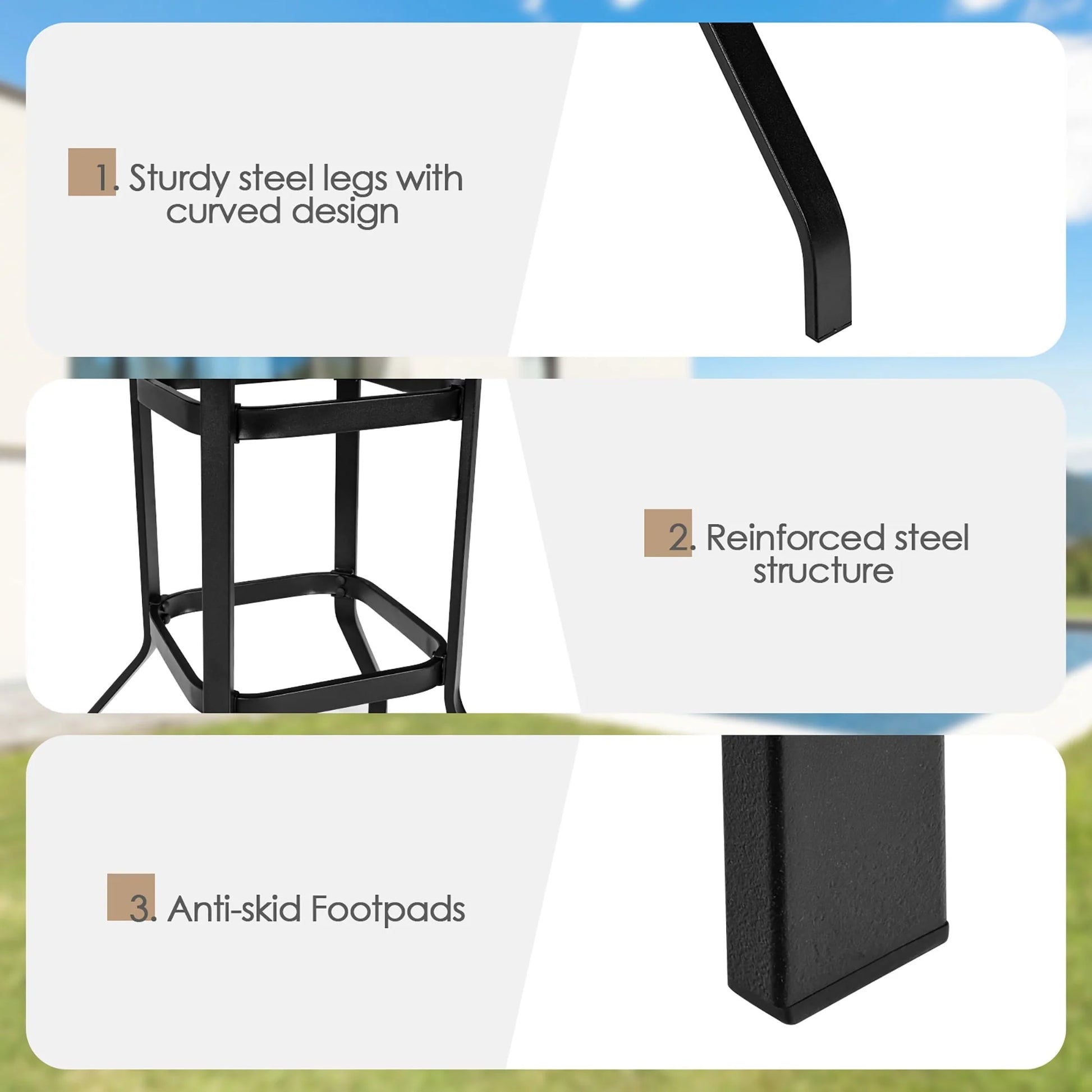 Costway 32'' Patio Square Bar Table Metal Cafe Bistro Table Garden Deck Black