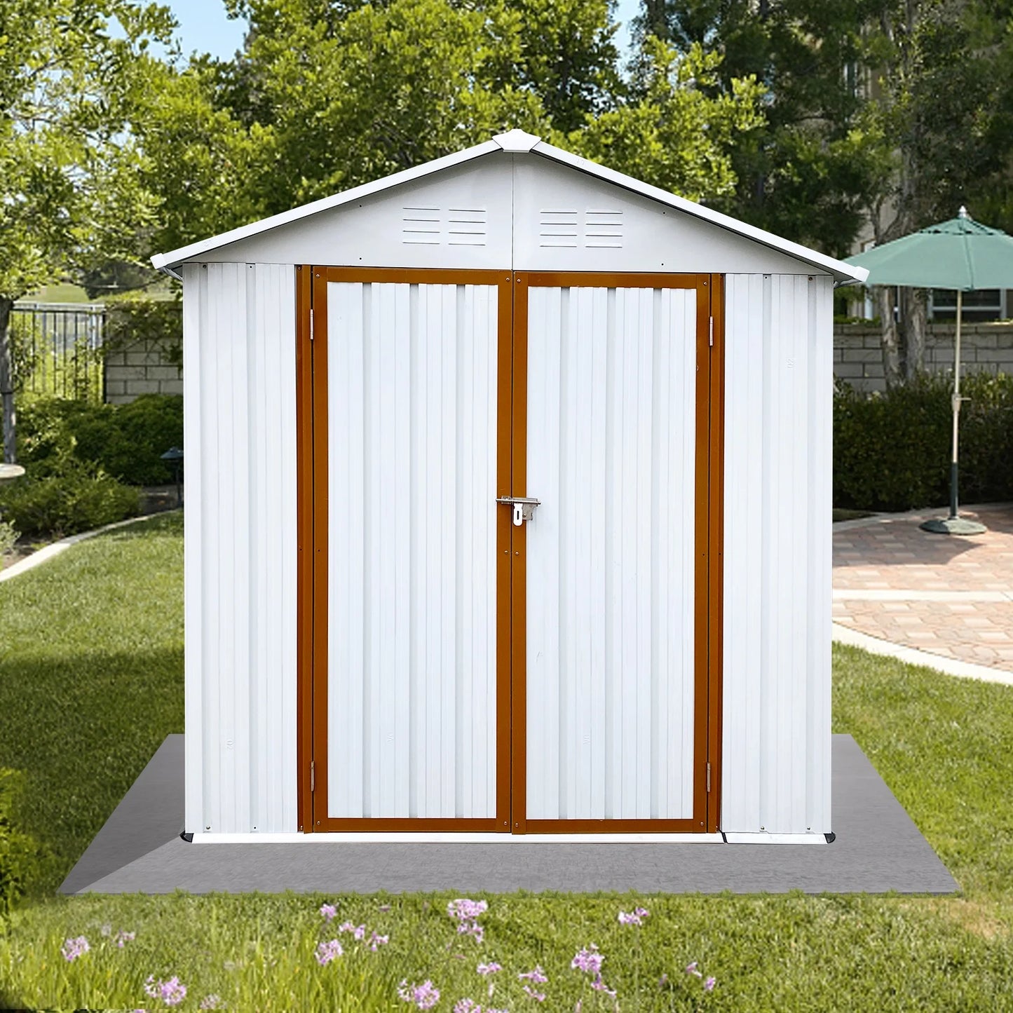6' x 4' Outdoor Storage Shed, Metal Garden Shed with Lockable Doors, Tools Storage Shed for Backyard, Patio, White