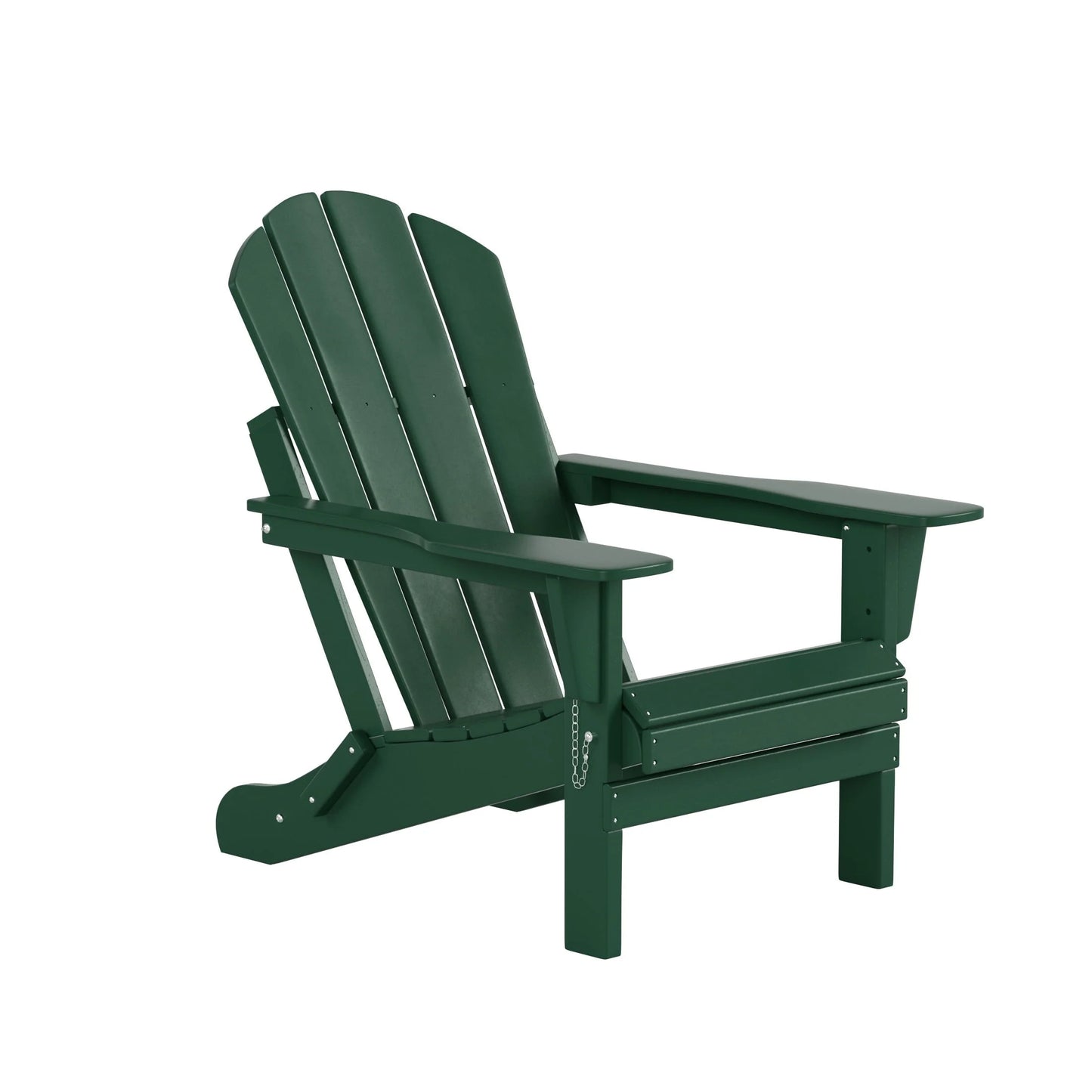 WestinTrends Malibu 2-Pieces Adirondack Chair Set with Side Table, All Weather Outdoor Seating Plastic Patio Lawn Chair Folding for Outside Porch Deck Backyard, Dark Green