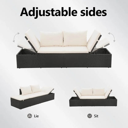 vidaXL Patio Bed Outdoor Daybed Sofa Lounge Chair Patio Furniture Poly Rattan