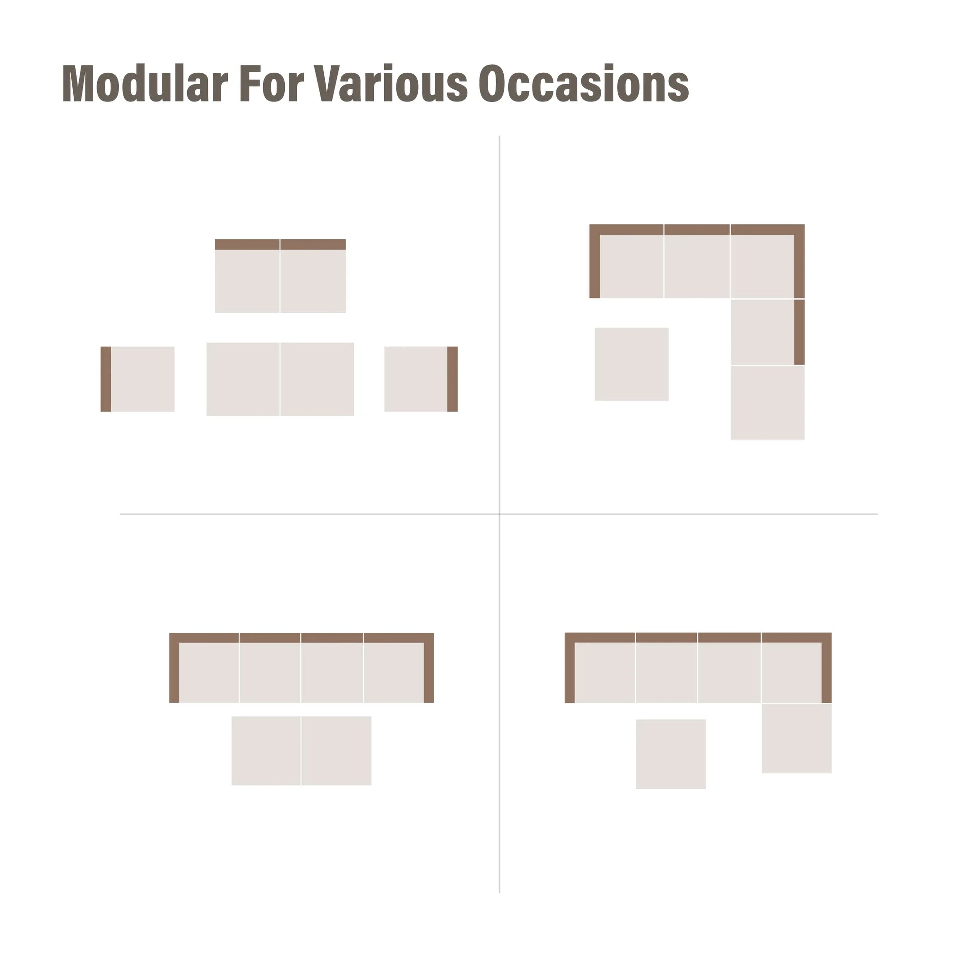 LAUSAINT HOME 6 Pieces Outdoor Furniture Set, Patio Rattan Wicker Sectionals with 4 Chairs and 2 Ottomans, Beige Cushions