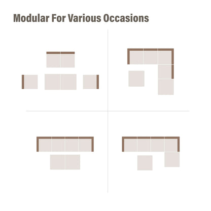 LAUSAINT HOME 6 Pieces Outdoor Furniture Set, Patio Rattan Wicker Sectionals with 4 Chairs and 2 Ottomans, Beige Cushions