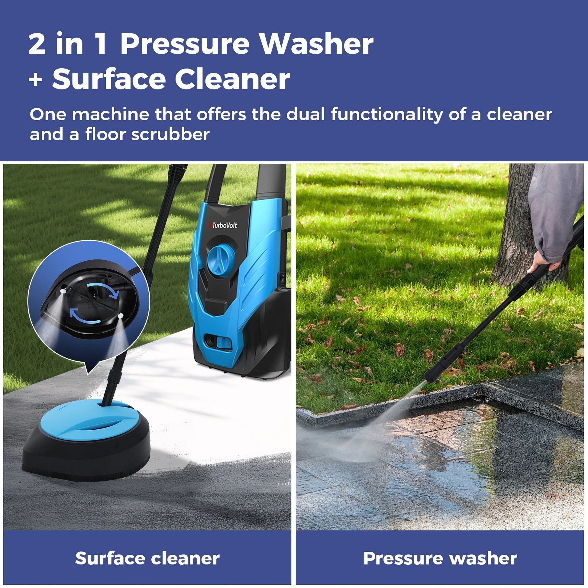MF Studio Electric Pressure Washer 2100PSI Max 1.85GPM with Adjustable Nozzle, Ideal for Car Washing and Patio Garden