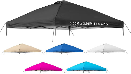 10x10 Canopy Replacement Top Cover,Pop Up Canopy Tent Top with Air Vent Ropes, Waterproof Sunshade Silver Coated Oxford Cloth for Garden Patio Picnic Camping (Silver-Coated White-Top only)