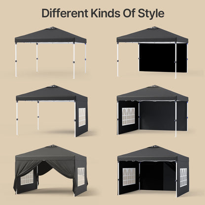 10'x10' Pop-up Canopy Tent with 4 Removable Sidewalls Lofka Portable Outdoor Canopy with 4 Sandbags, 8 Stakes & Ropes Perfect for Beach, Party, Patio & Yard Events, Black