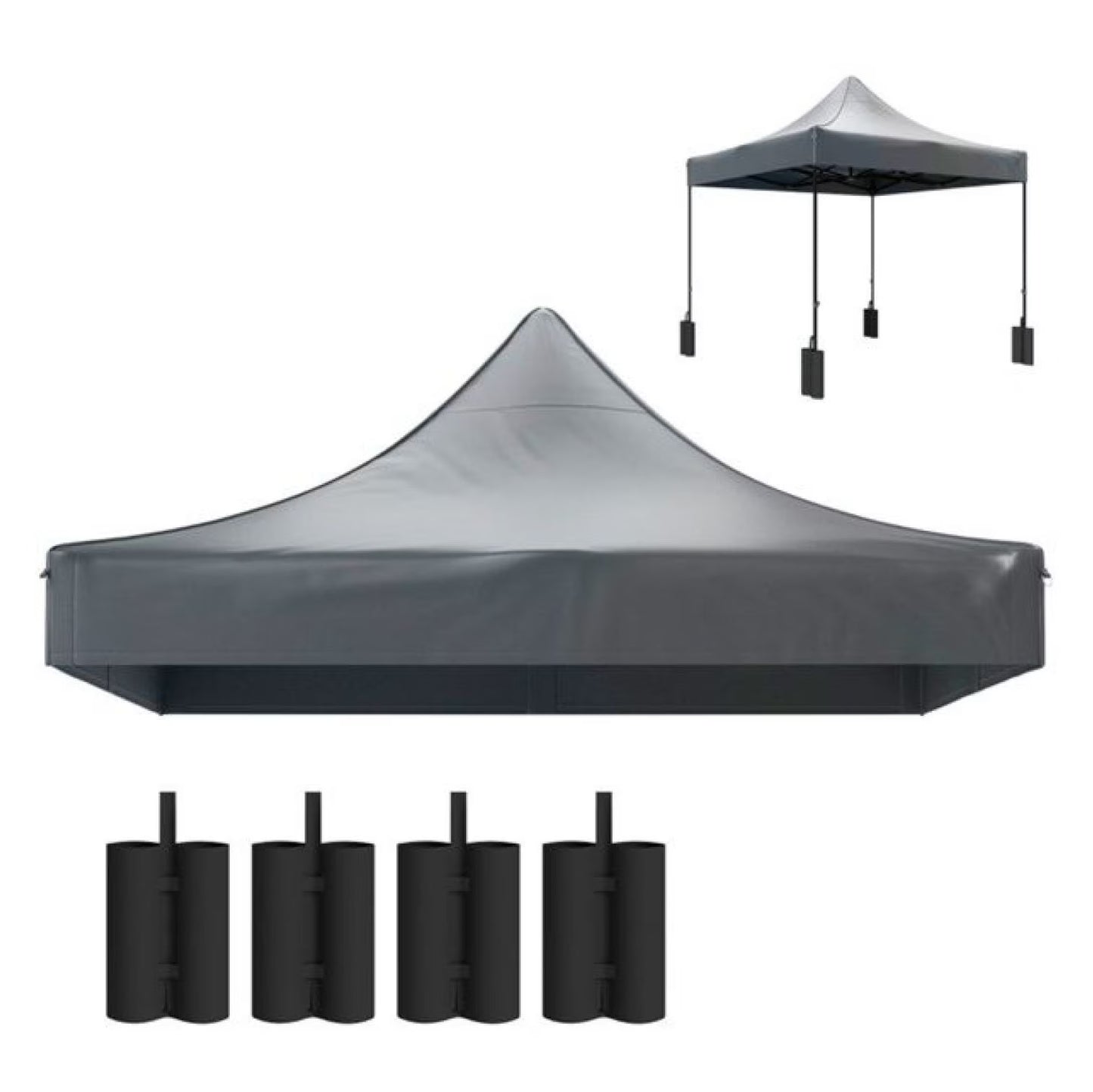 Replacement Canopy Top 10x10 - Dark Gray Oxford Cloth - UPF50+ Sun Protection with Weight Bags - Outdoor Patio Shade Cover