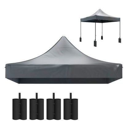 Replacement Canopy Top 10x10 - Dark Gray Oxford Cloth - UPF50+ Sun Protection with Weight Bags - Outdoor Patio Shade Cover