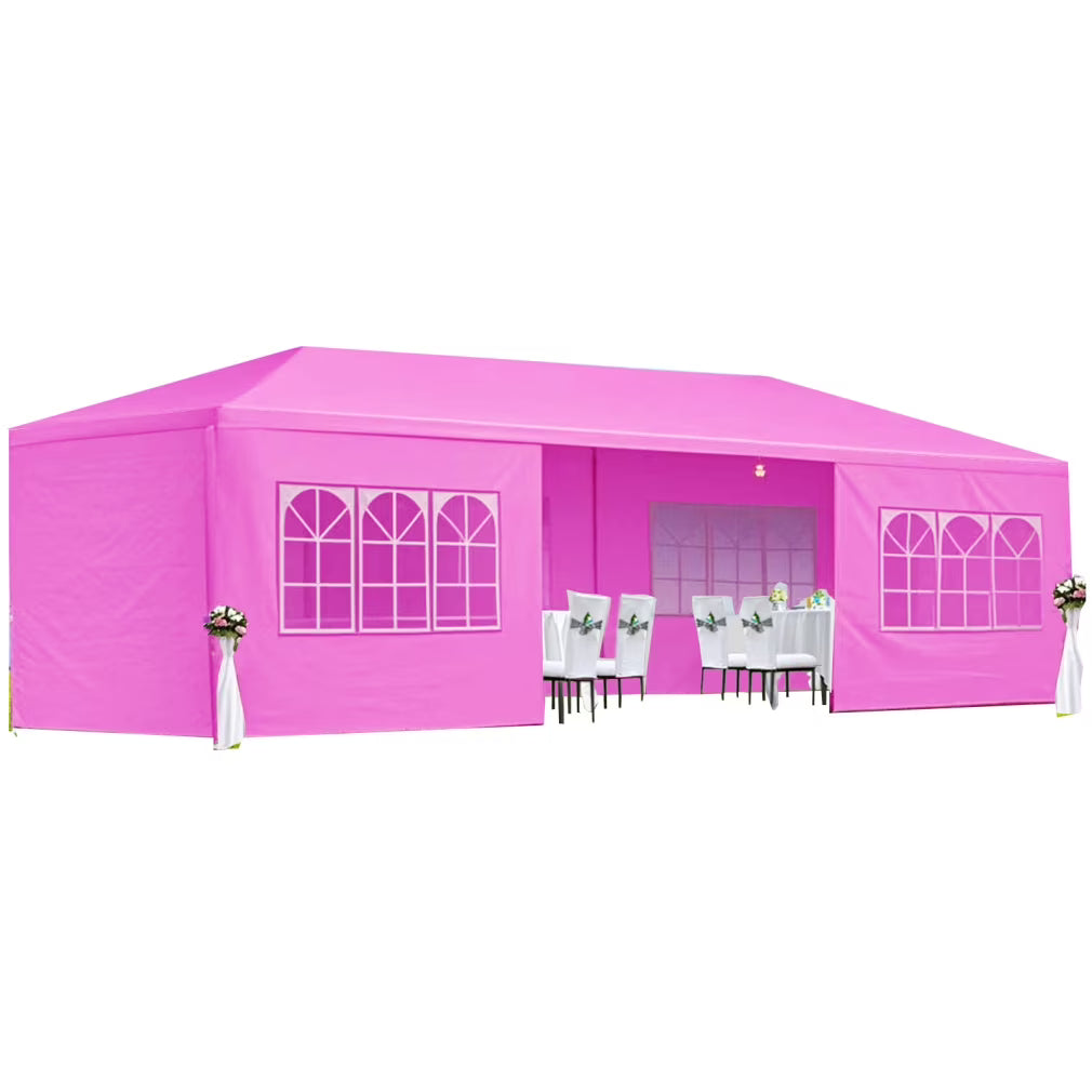 10'x30' Party Tent, Outdoor Gazebo with 8 Removable Sidewalls, Outdoor Event Tent for Birthday Holiday Garden Patio Backyard, Pink