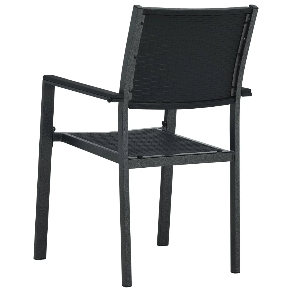 vidaXL Patio Chairs Dining Chair for Deck Porch Black Plastic Rattan Look