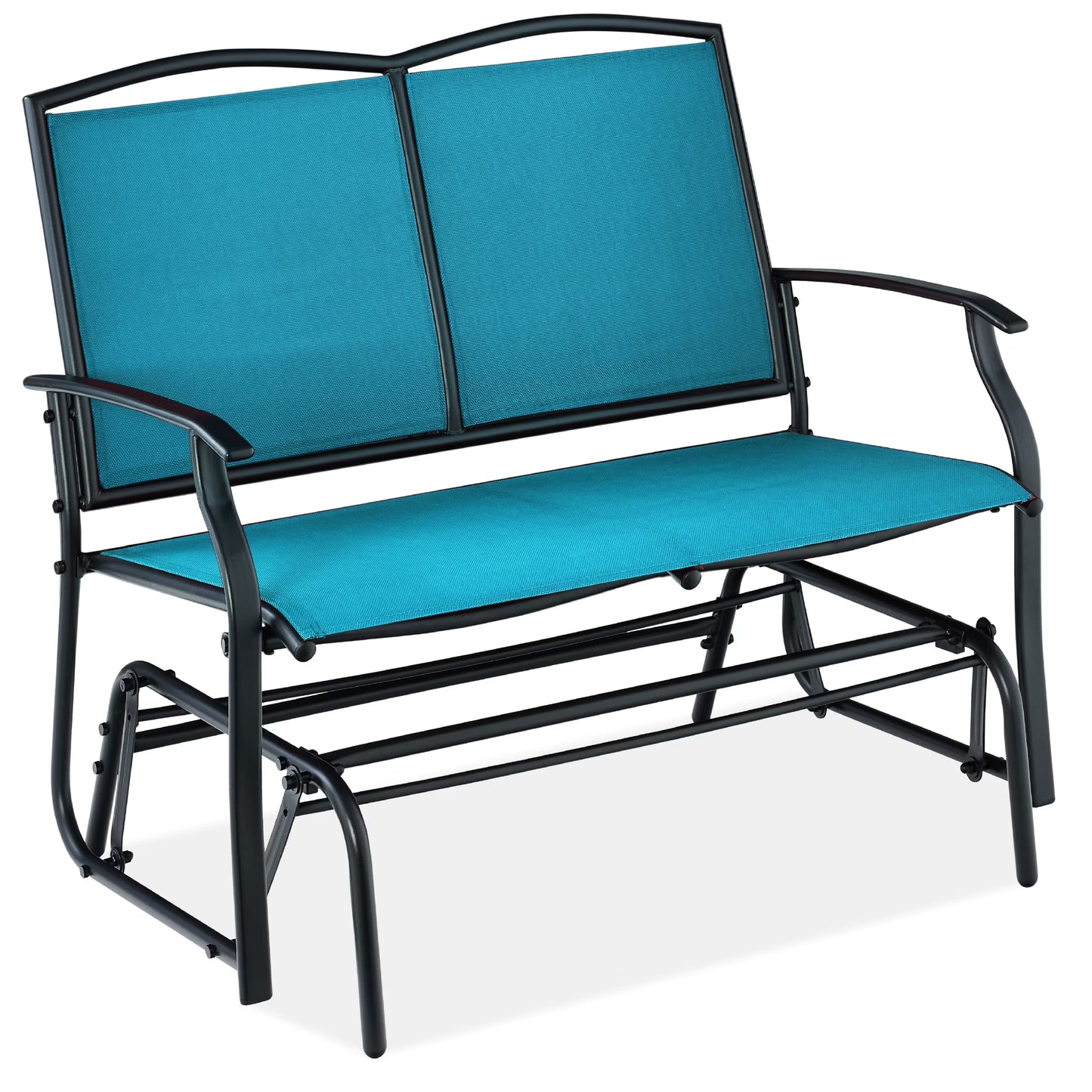 Best Choice Products 2-Person Outdoor Swing Glider, Steel Patio Loveseat, Bench Rocker w/Armrests - Black