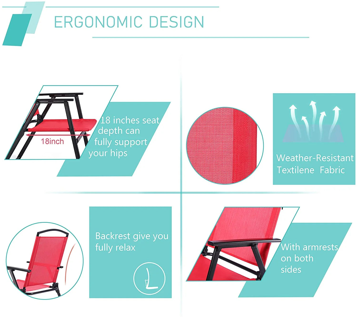 Bylring Outdoor Foldable Patio Dining Sling Chairs Set Of 4 With Armrest Black Folding Portable Patio Chairs For Lawn Garden Balcony Living Room Furniture