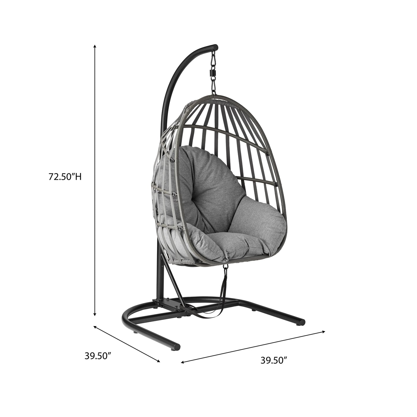 Mainstays Outdoor Wicker Patio Hanging Egg Chair, Gray