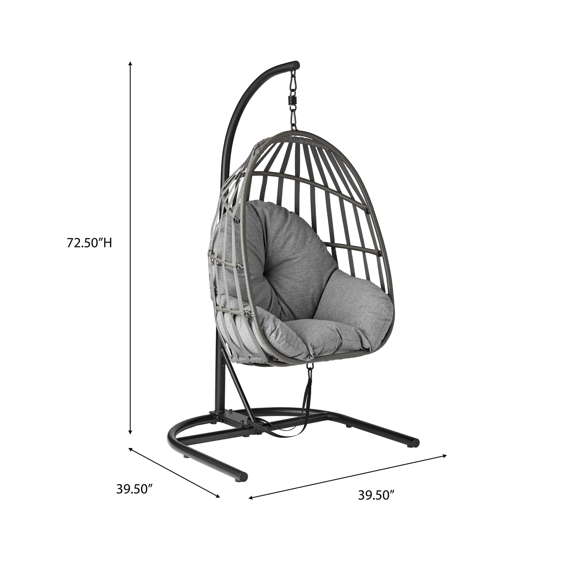Mainstays Outdoor Wicker Patio Hanging Egg Chair, Gray