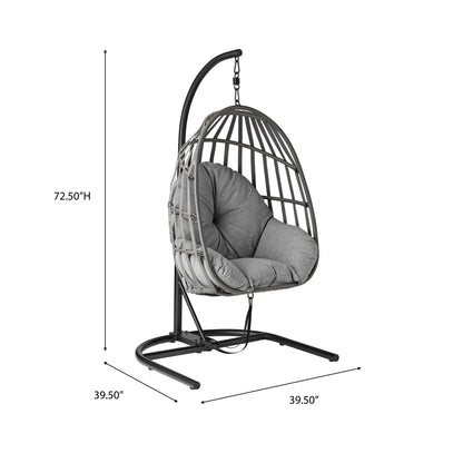 Mainstays Outdoor Wicker Patio Hanging Egg Chair, Gray